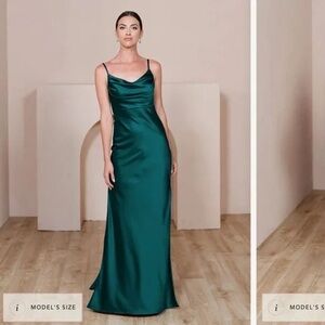 Revelry Skye Satin Bridesmaid Dress Emerald Size 4
